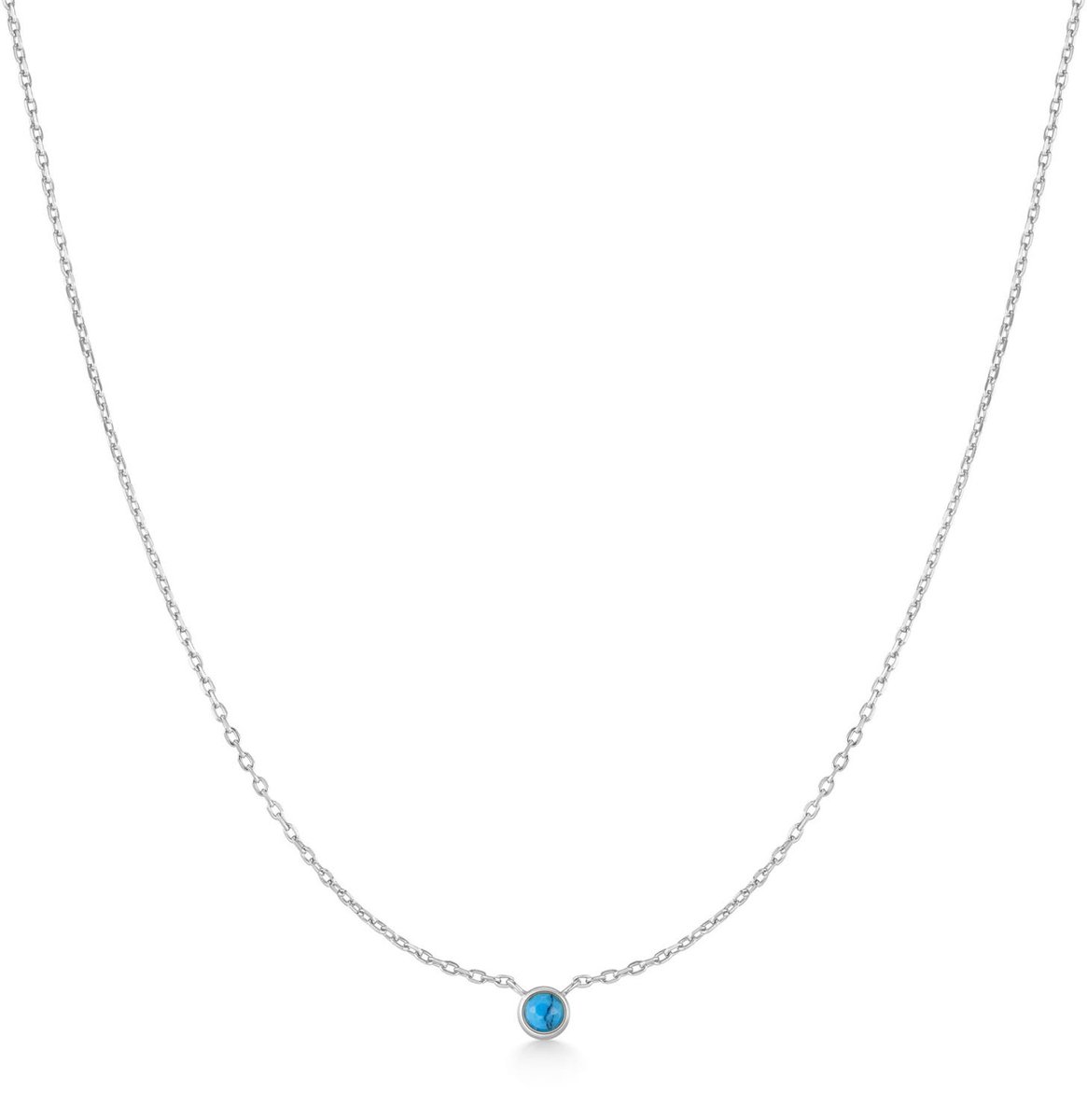 Silver Turq. Solitaire Necklace S