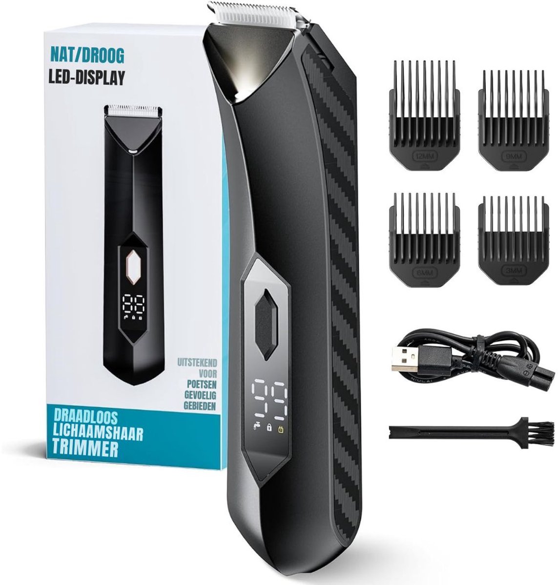 SCH® Trimmer Mannen Schaamstreek - Trimmer Schaamstreek - Bodygroomer Mannen - Trimmer - Zwart - 18cm x 8cm x 6cm