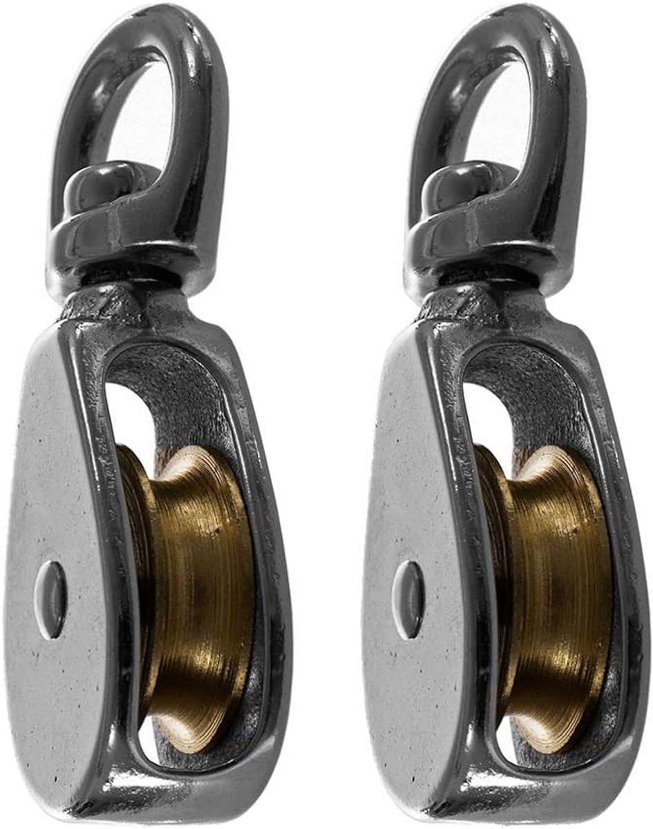 2 Stuks Enkele Stalen Katrolwiel - 1 Inch Geschikt voor 4mm Touw - Zwenkbare Rol