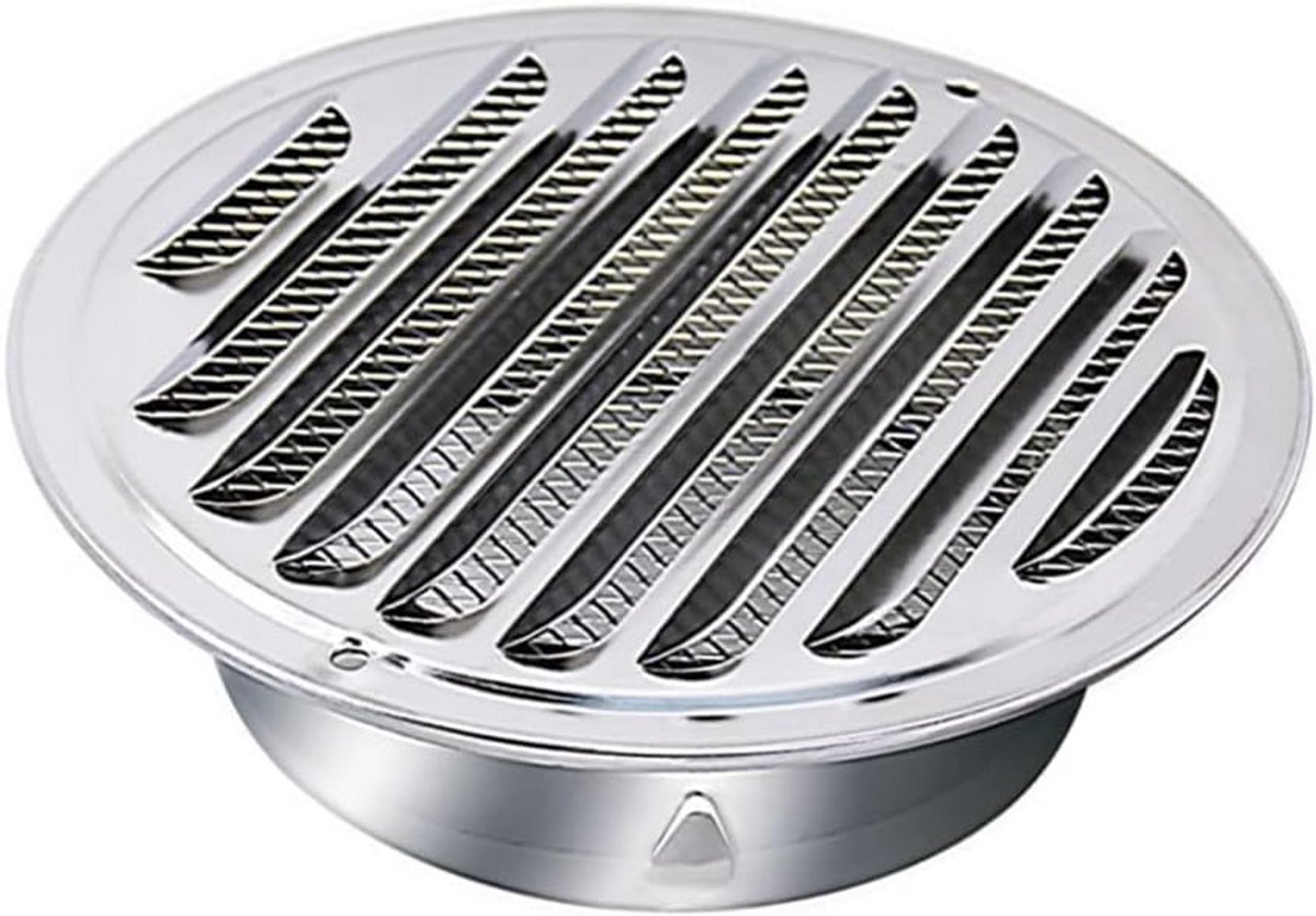Rond Ventilatiescherm 100mm RVS met Insectennet en Windkap