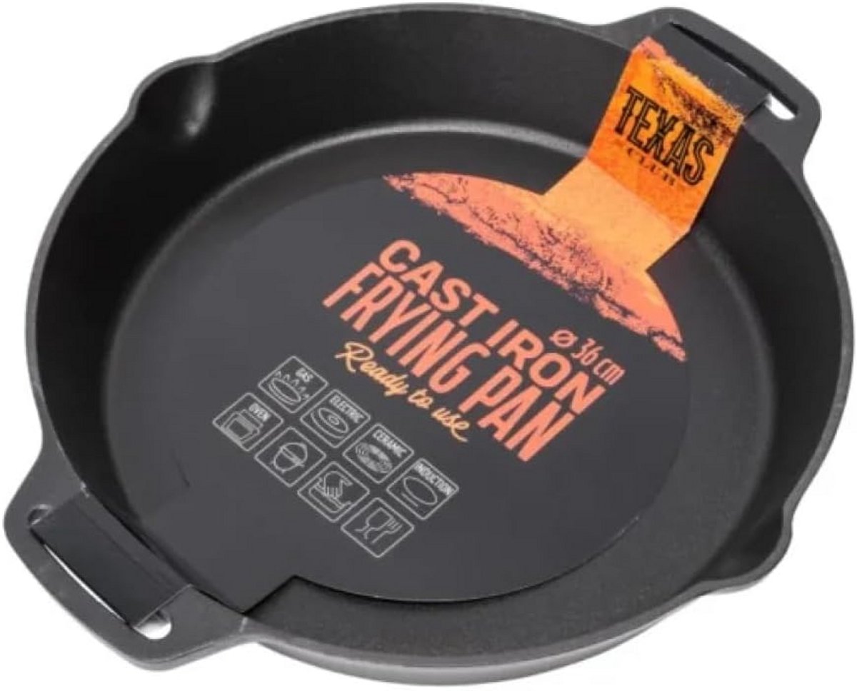 Gietijzeren Koekenpan Groot 25cm met Metalen Handvat voor Grill en Barbecue