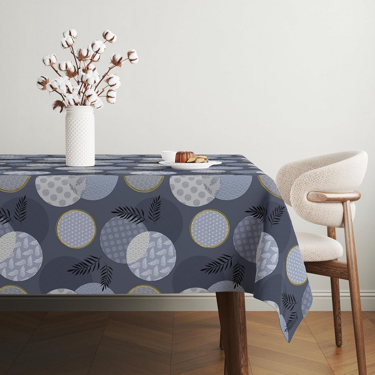 Rond Tafelkleed Lens Blauw Waterdicht en Vuilafstotend