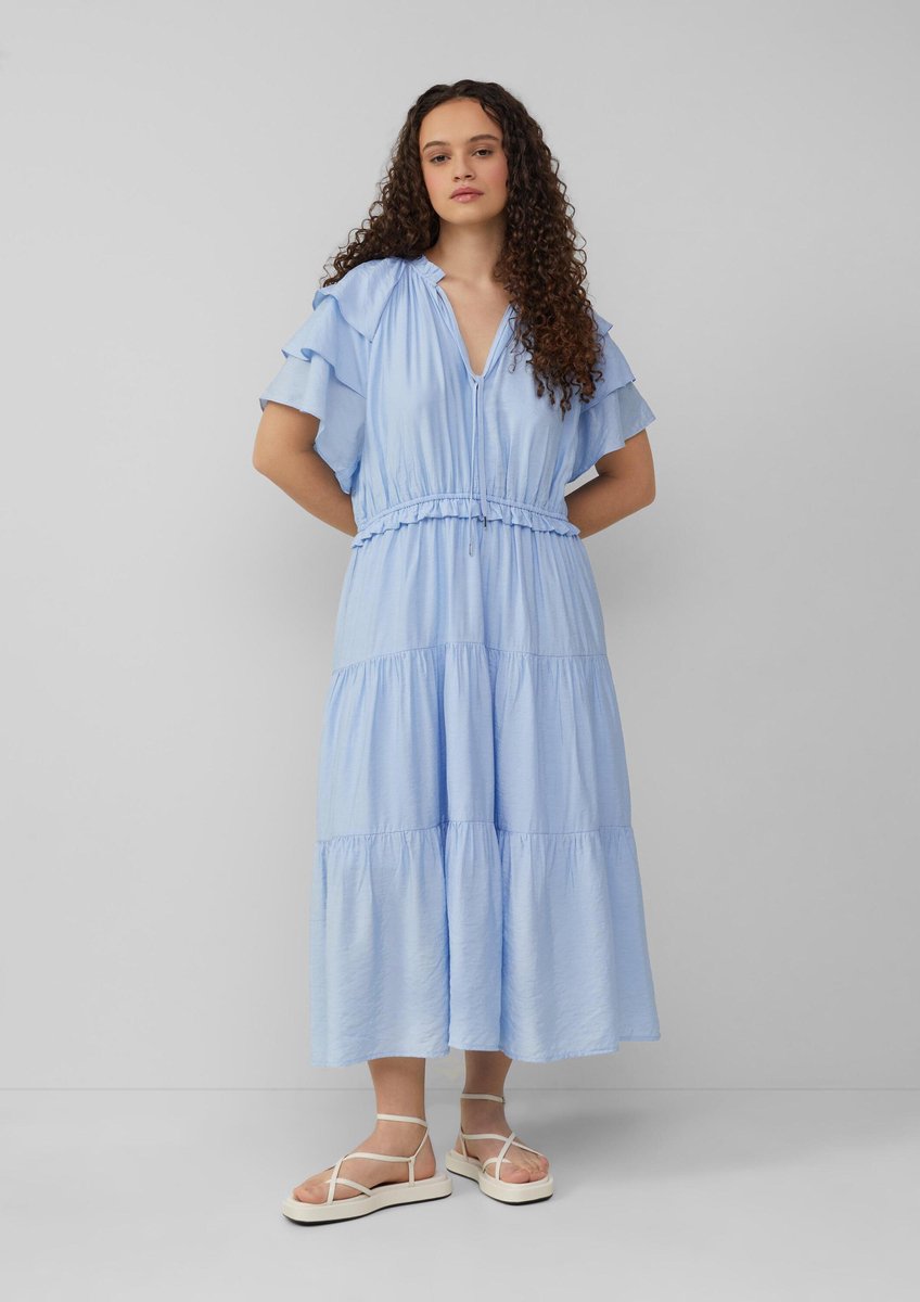 Midi-jurk met volantdetails