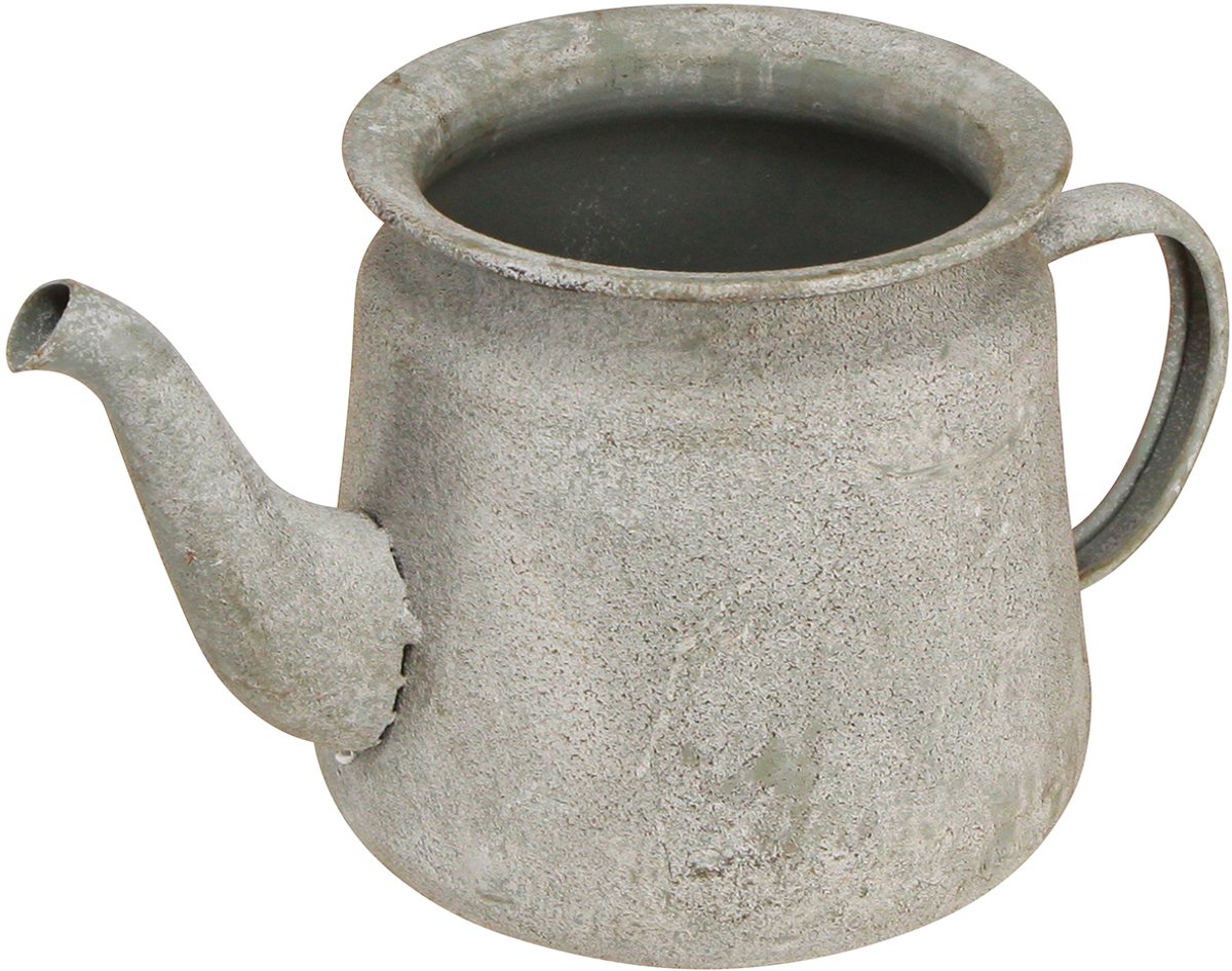 Decoratieve metalen theepot, vintage stijl, grijs, 24×14×14 cm, retro