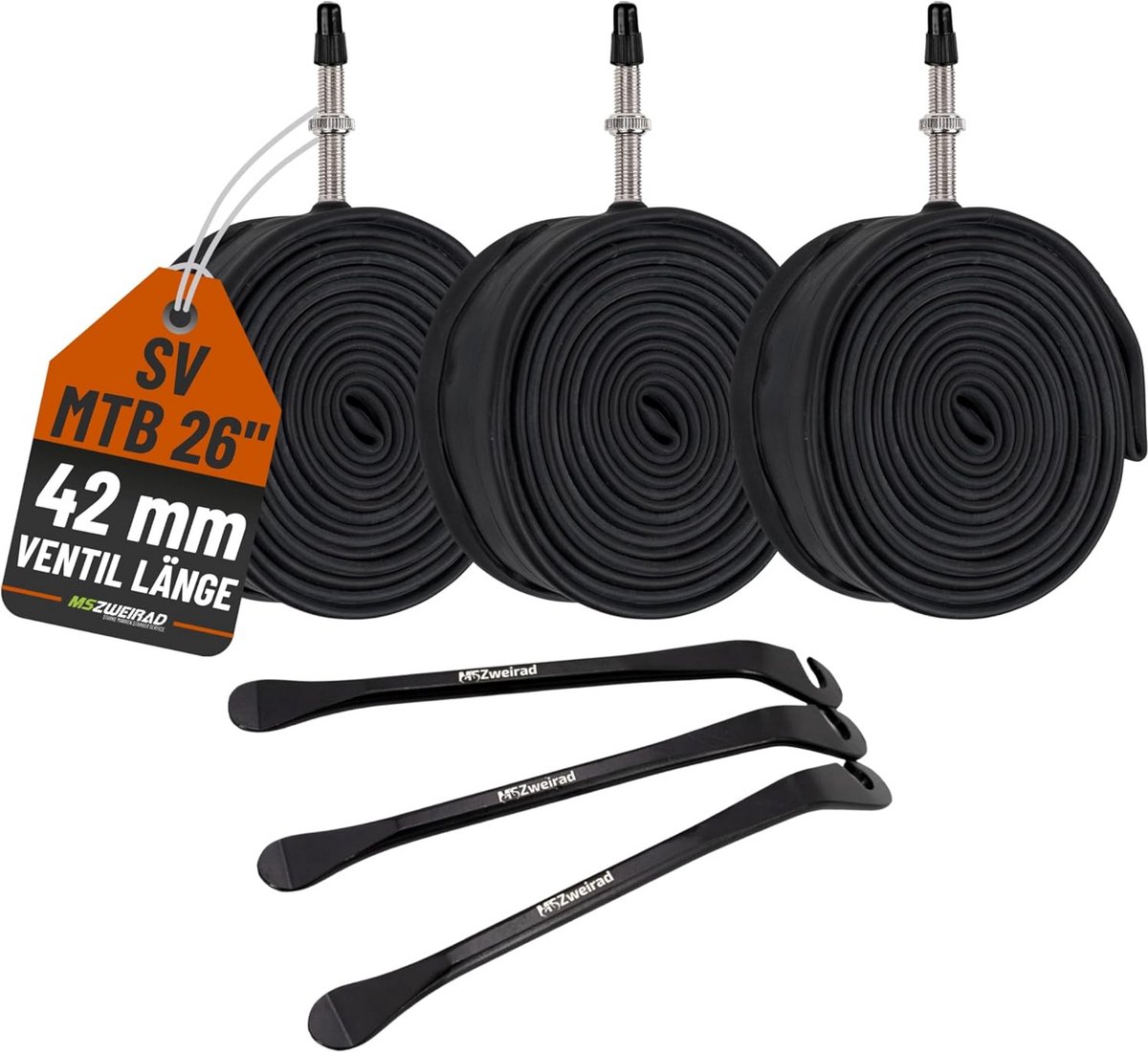 Binnenband Fiets MTB 26 inch met 42mm SV Ventiel en Bandenlichters - Set van 3