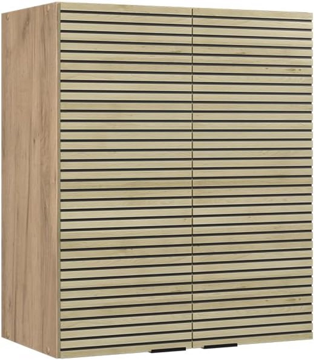 Hangkast Keuken Zwart Eiken Paneel 60 cm Breed - Wandkast met Soft Close