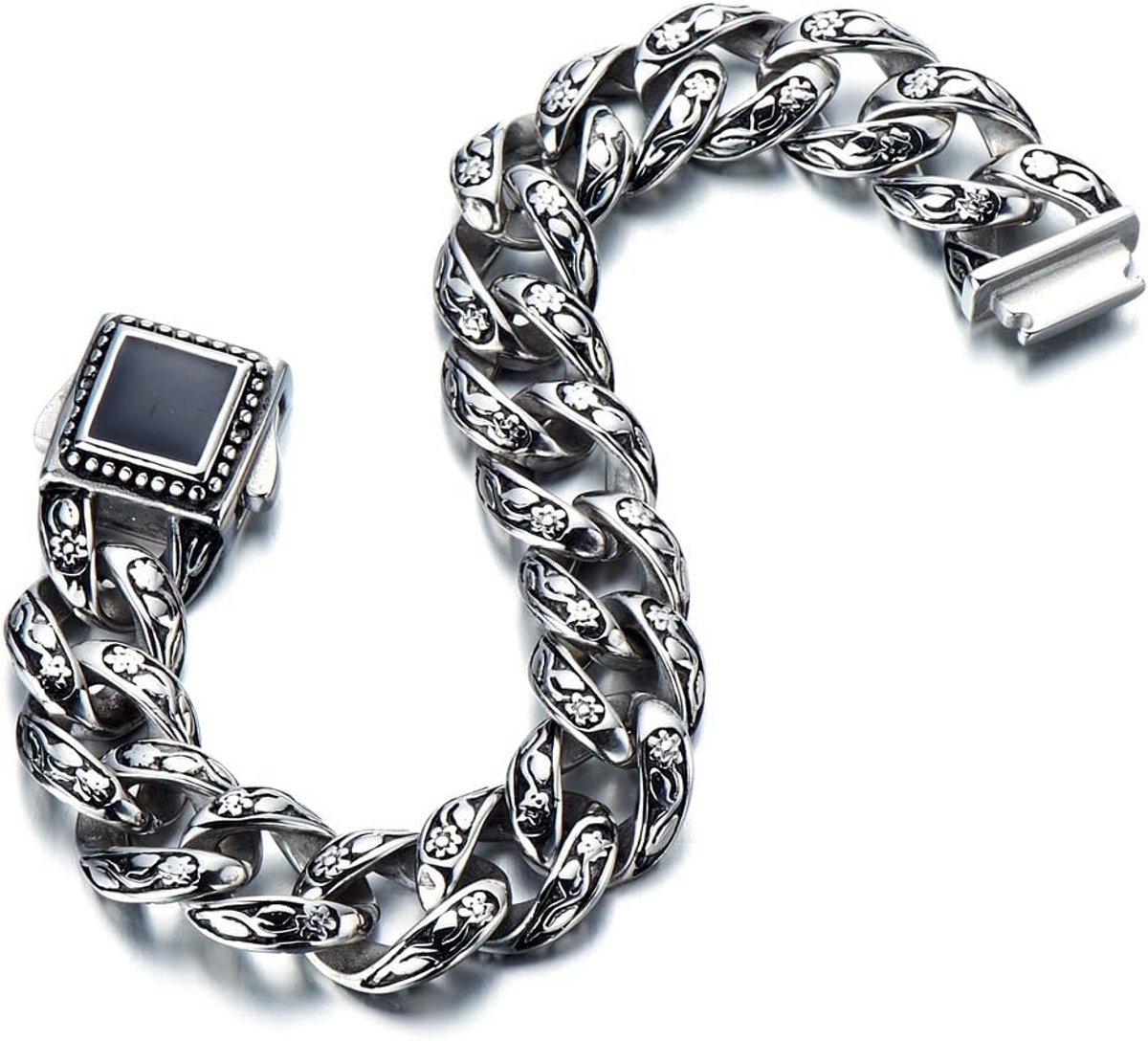 Zware Roestvrijstalen Herenarmband Biker Stijl Pantserketting 22 cm