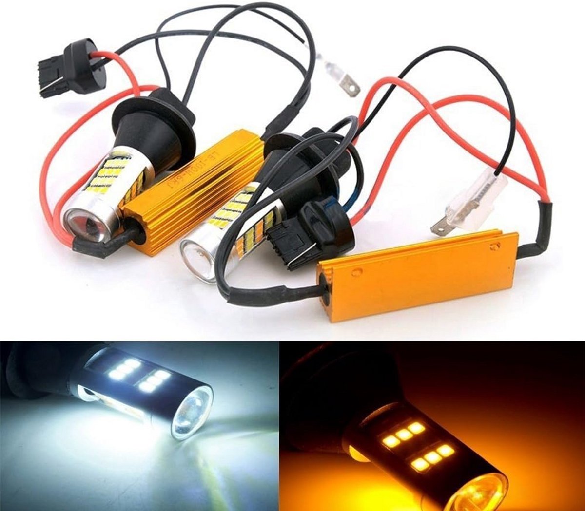 Set van 2 Switchback LED Lampen 7440 Wit/Amber voor Knipperlichten - Canbus Proef