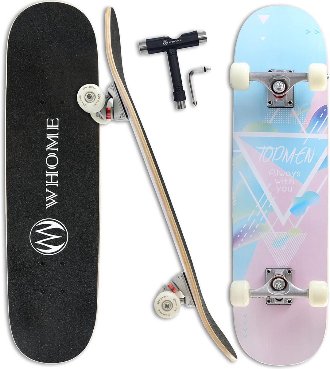 Compleet Skateboard 31 inch voor Beginners en Gevorderden 8-laags Esdoorn Deck ABEC-9 Lagers