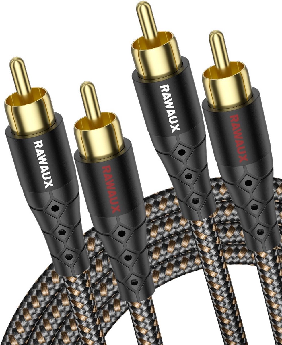 1 Meter Stereo RCA Kabel M/M Goud Verguld voor Hifi en Home Cinema