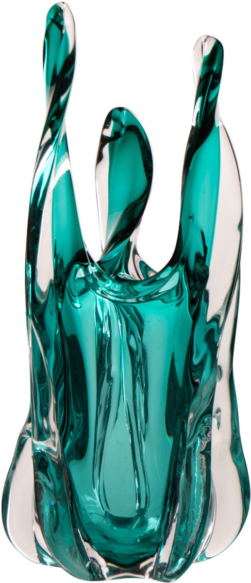 J-Line vaas Serena - glas - turkoois - small Blauw