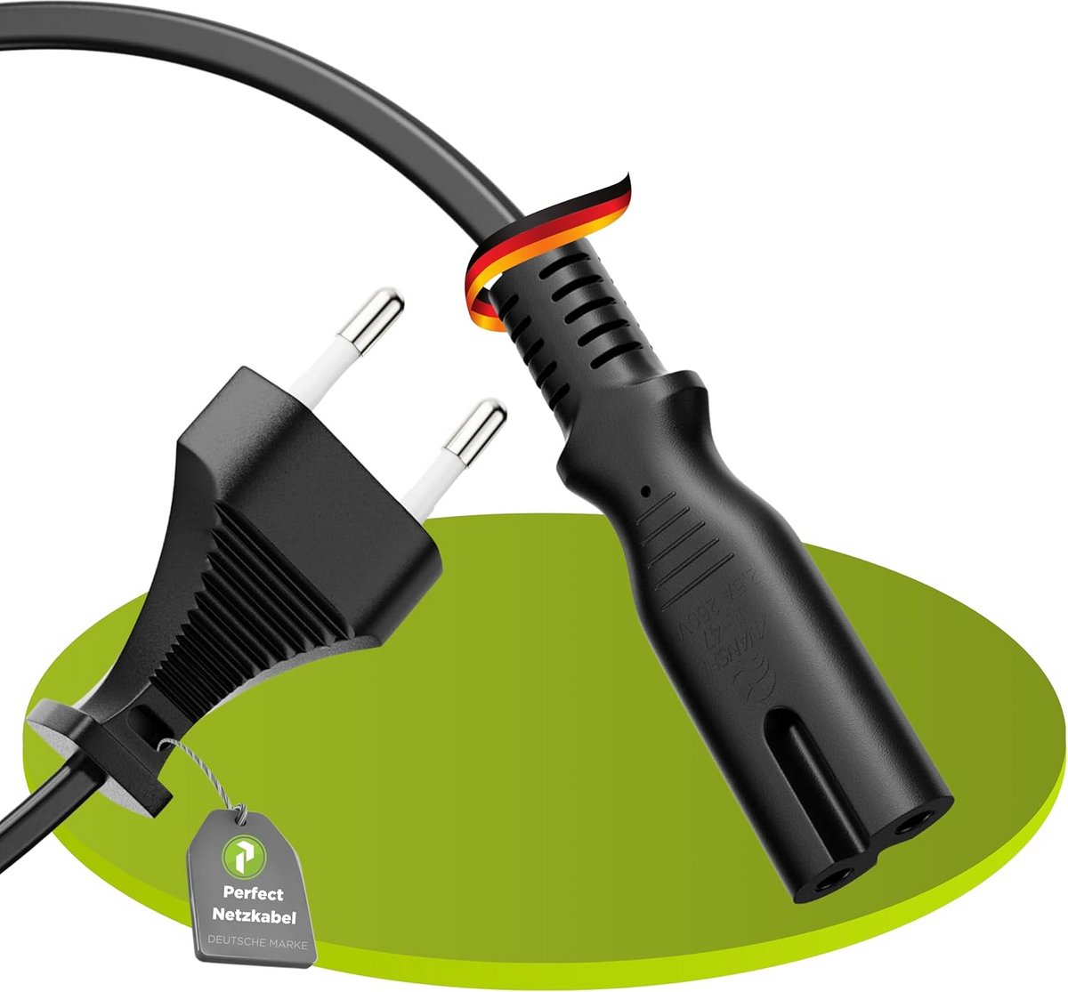 Voedingskabel Euro Stekker naar C7 Rechte Adapter voor Huishoudelijke Apparatuur, 1 Meter, Zwart