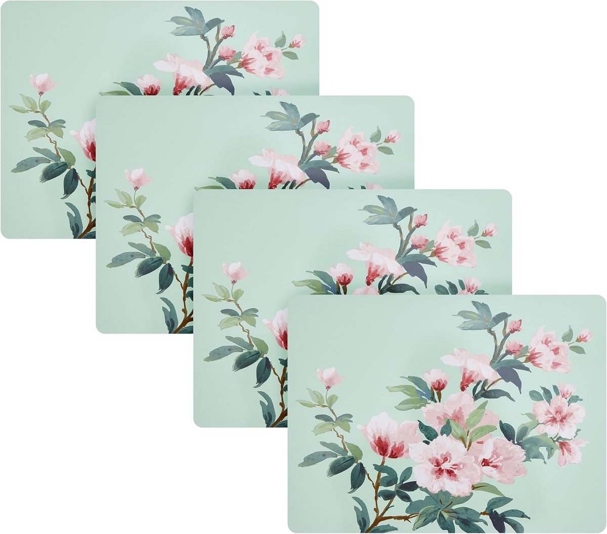 Set van 4 Kurk Placemats met Hittebestendige Bloemprint voor Keuken en Eettafel