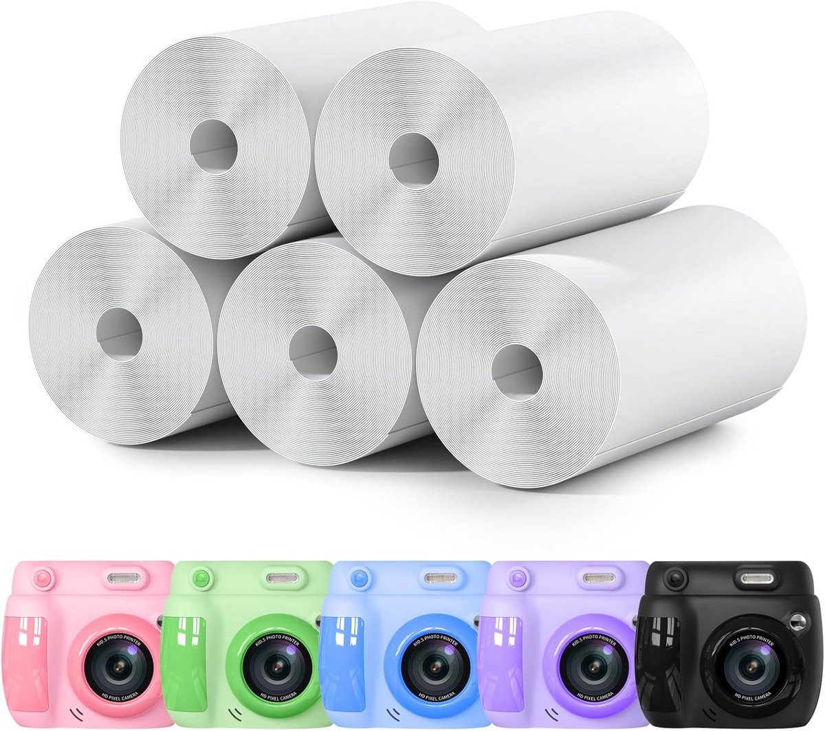 5 Rollen Thermisch Printpapier Navulrollen voor Kinderen Direct Printcamera
