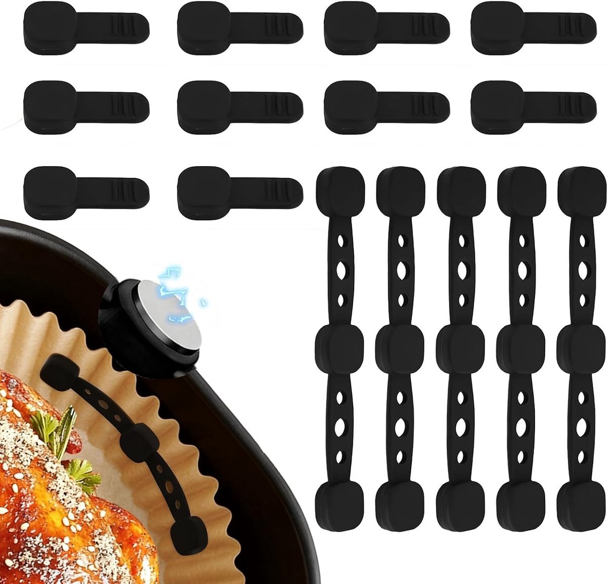 15 Stuks Siliconen Magneten voor Bakpapier in heteluchtfriteuse - Hittebestendig