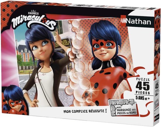 Miraculous Ladybug puzzeldoos met 45 stukjes, met Marinette en Ladybug.