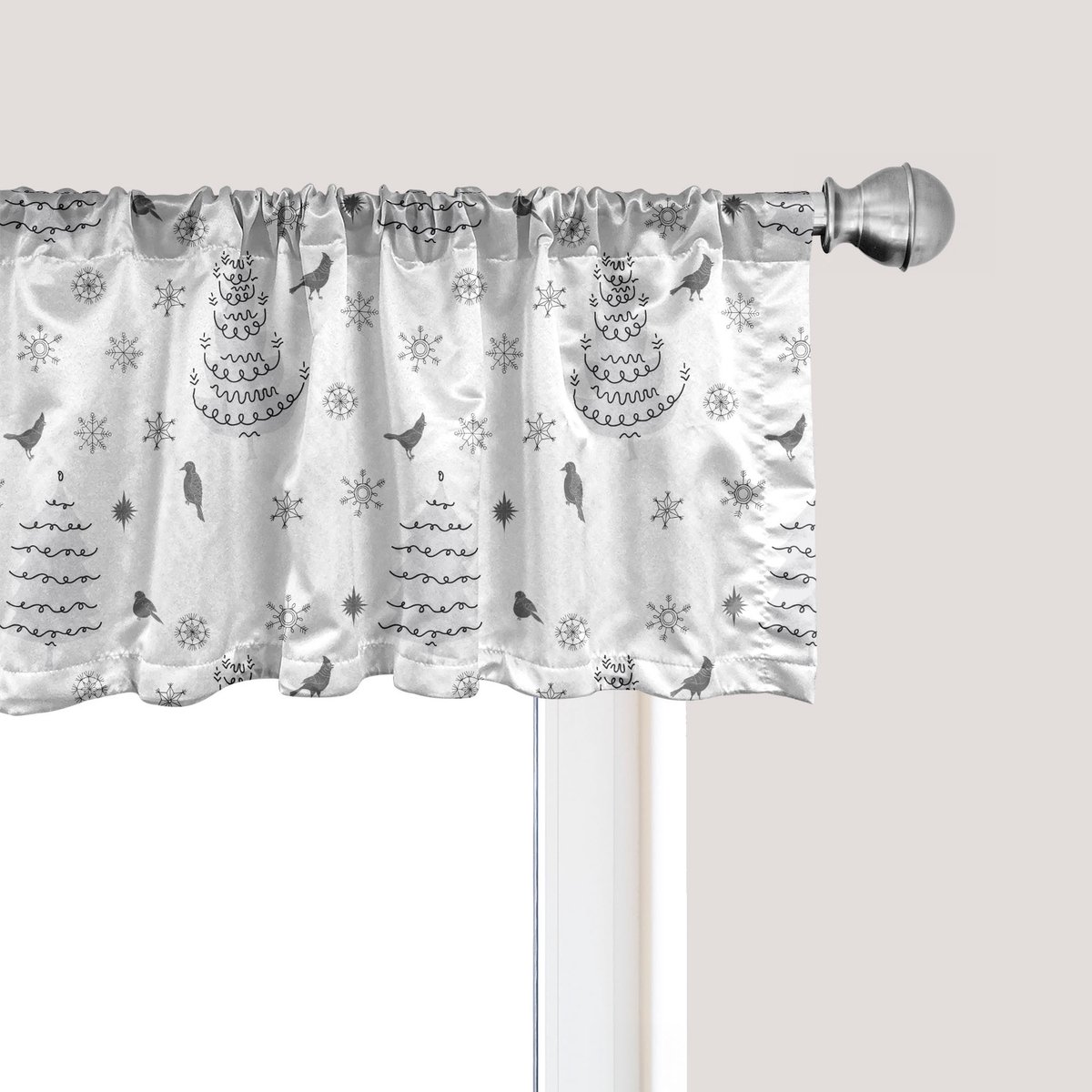 ABAKUHAUS Kerstgordijnvalletje, Gordijnvalletje voor Keuken en Slaapkamer met Tunnelzoom, 137 cm x 30 cm, Donkergrijs en Lichtgrijs