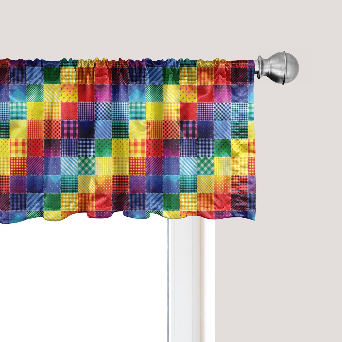 ABAKUHAUS Abstracte raamvalance, gordijnvalance voor keuken en slaapkamer met tunnelzoom, 137 cm x 45 cm, veelkleurig