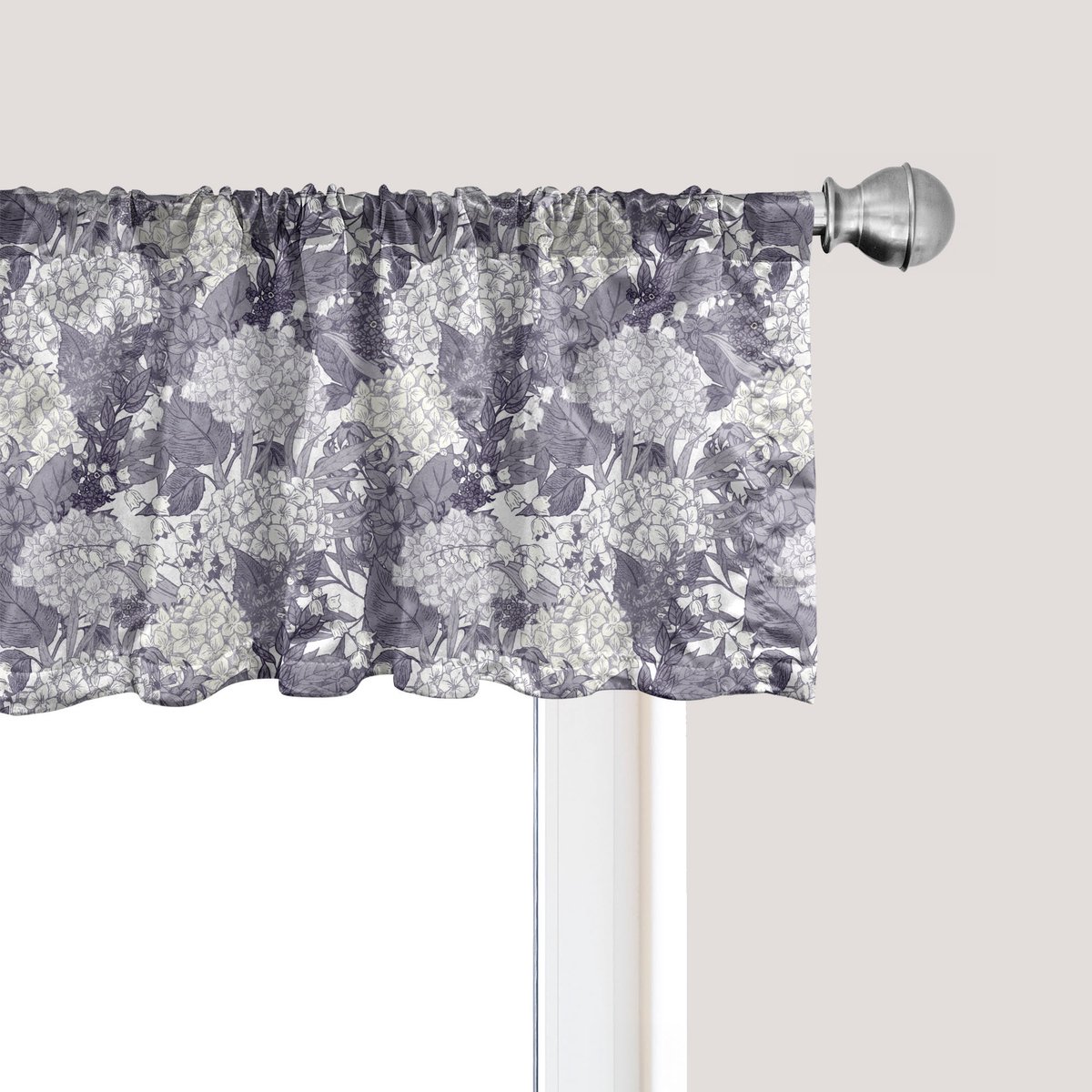 ABAKUHAUS Vintage Botanische Raamvalletje, Gordijnvalletje voor Keuken en Slaapkamer met Tunnelzoom, 137 cm x 30 cm, Indigo Paars Blauw
