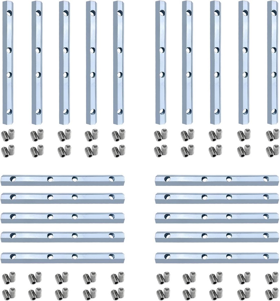 Set Aluminium Profielconnectoren met Schroeven voor 20mm Constructieprofielen