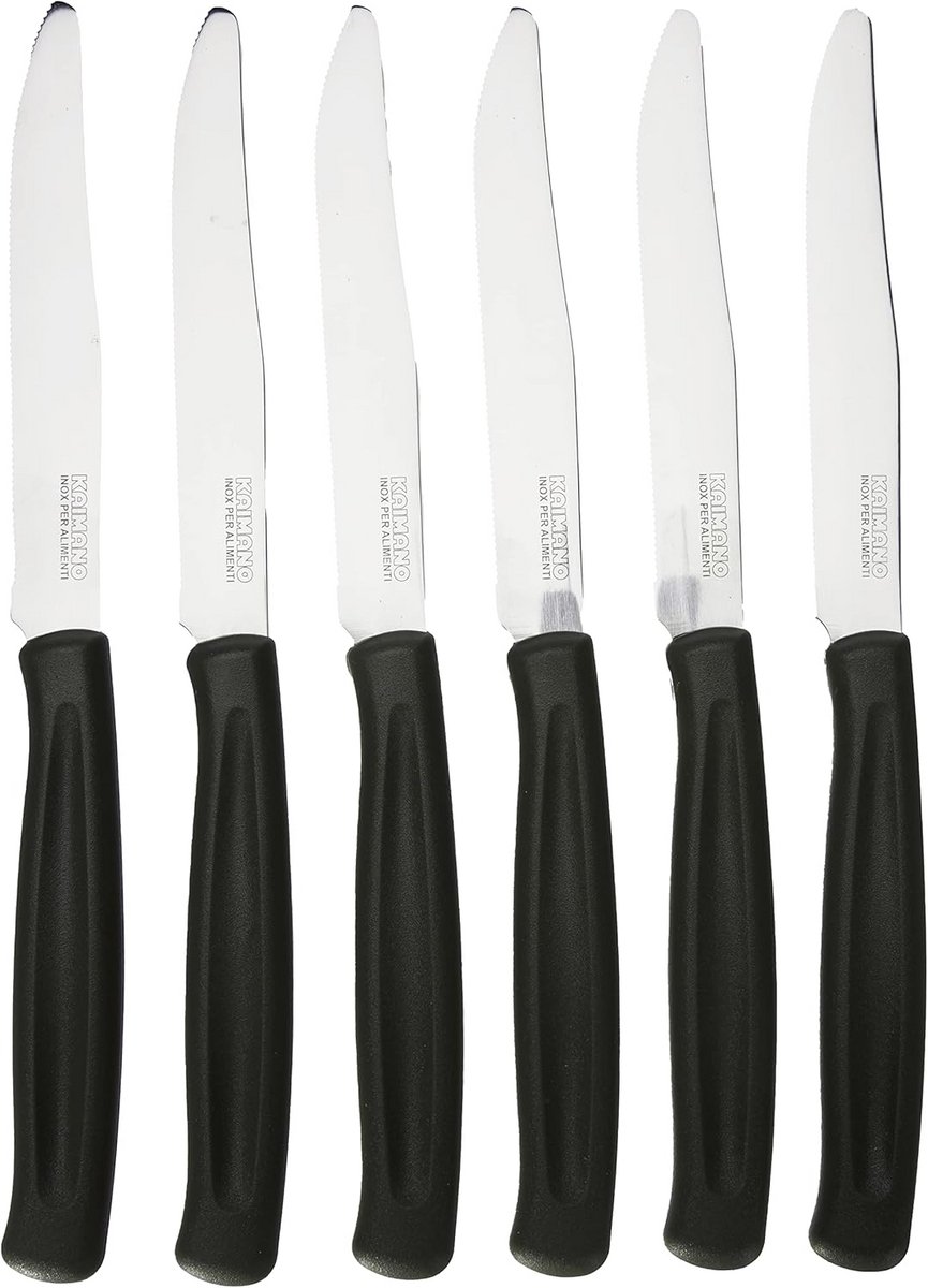 Dinamische Steakmessen Set - 6 Stuks met Bruin Handvat