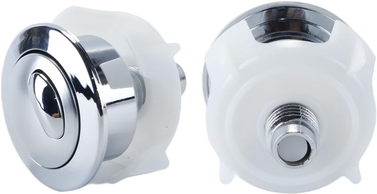 Toilet Spoelknop - Dubbele Knop - Toilet Reparatie - Kabel Bediening Compatibel - 5x5x5 cm - Mat Zilver
