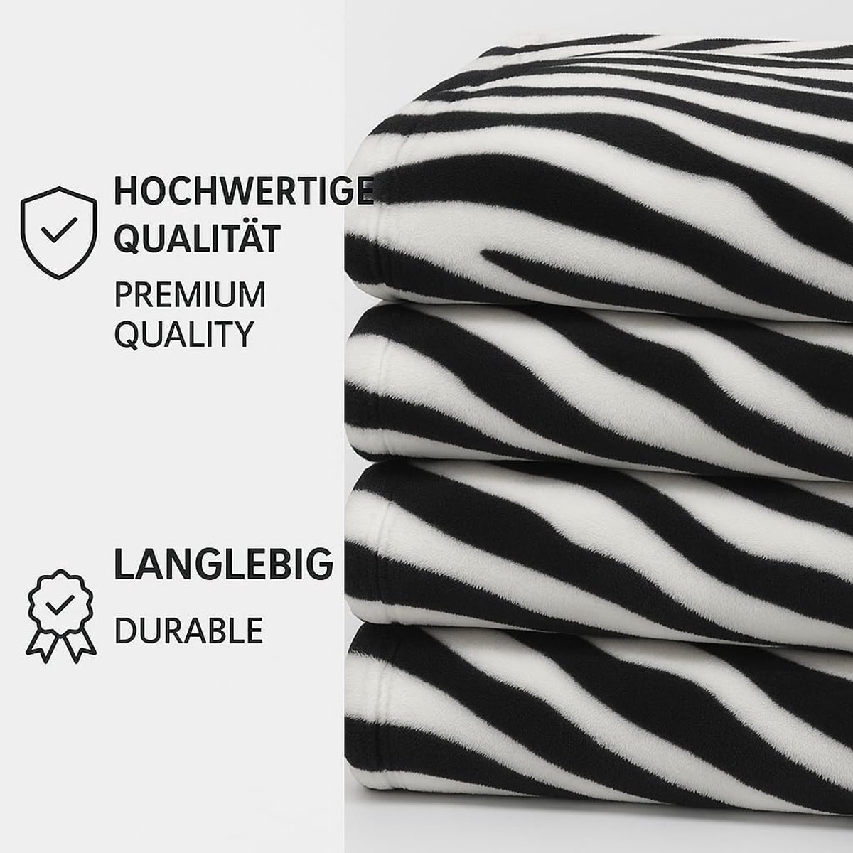 Fleece Deken - Zachte Plaid - Bank Woonkamer - Huidvriendelijk Lichtgewicht - 150x200 cm - Zebra Modena