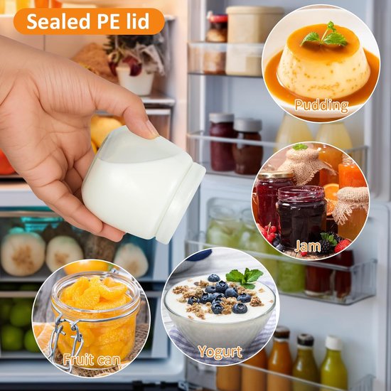 Glazen Yoghurtpotjes - Dessertglazen met deksel - Bewaren en serveren - Vaatwasser vriezer magnetronbestendig - 200 ml 40 stuks - Transparant — afbeelding 3