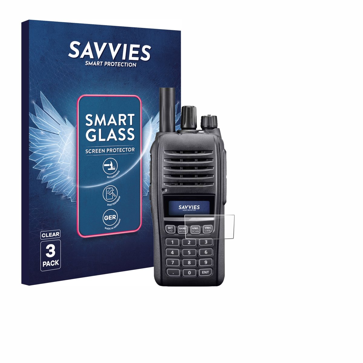 3 Stuks Savvies Screenprotector - geschikt voor Icom IC-T10 - beschermfolie glas transparant