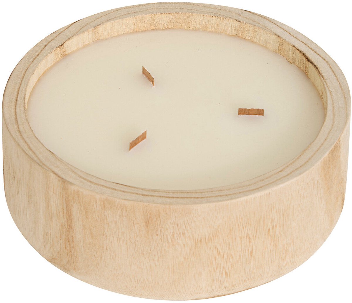 Atmosphera Wonj Geurkaars in paulowniahout - Ø27xH10cm - 1100g - Brandtijd 28u Beige