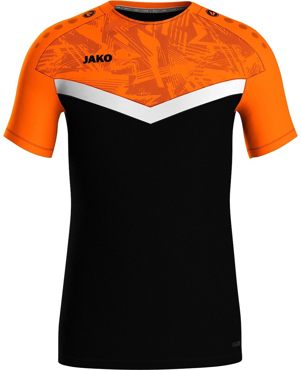 Jako Iconic T-Shirt Kinderen - Zwart / Fluo Oranje | Maat: 140