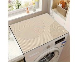 1-delige moderne geometrische gestreepte beschermmat voor wasmachine en droger - Crèmekleurige antislip bovenzijde, duurzame beschermmat, geen installatie nodig, woondecoratie voor alle seizoenen, beschermmat voor wasmachine