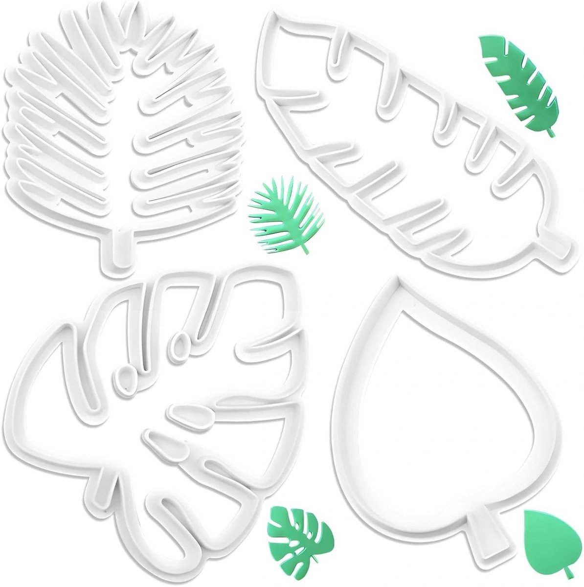 Koekjesvormen Set - Blad Vormen - Bakken Thuis - Voedselveilig Plastic - 4 Stuks - Wit