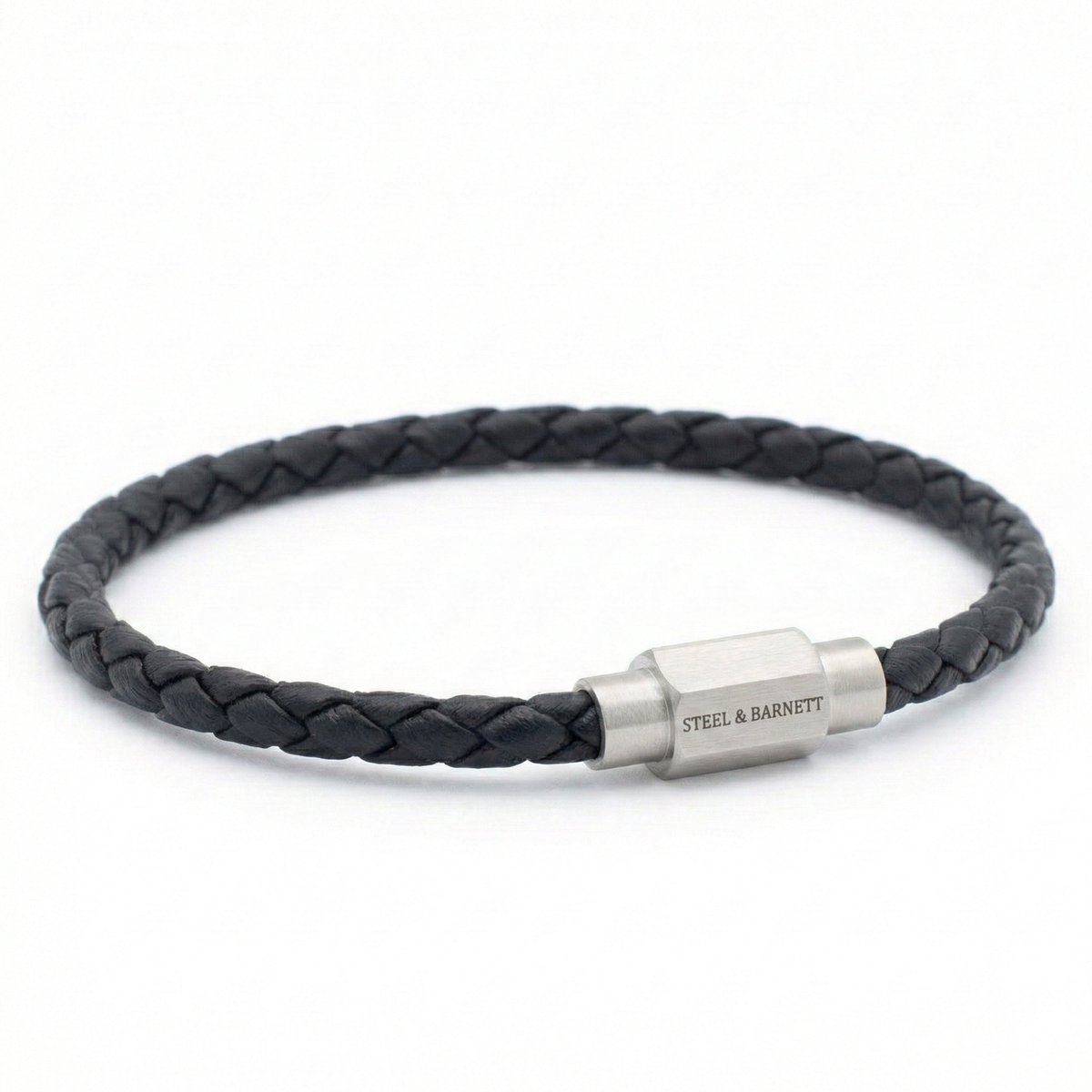 STEEL & BARNETT - Leren Armband Heren - Luke Landon - Zwart - Maat S