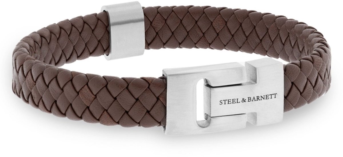 STEEL & BARNETT - Leren Armband Heren - Harrison - Bruin - Maat S