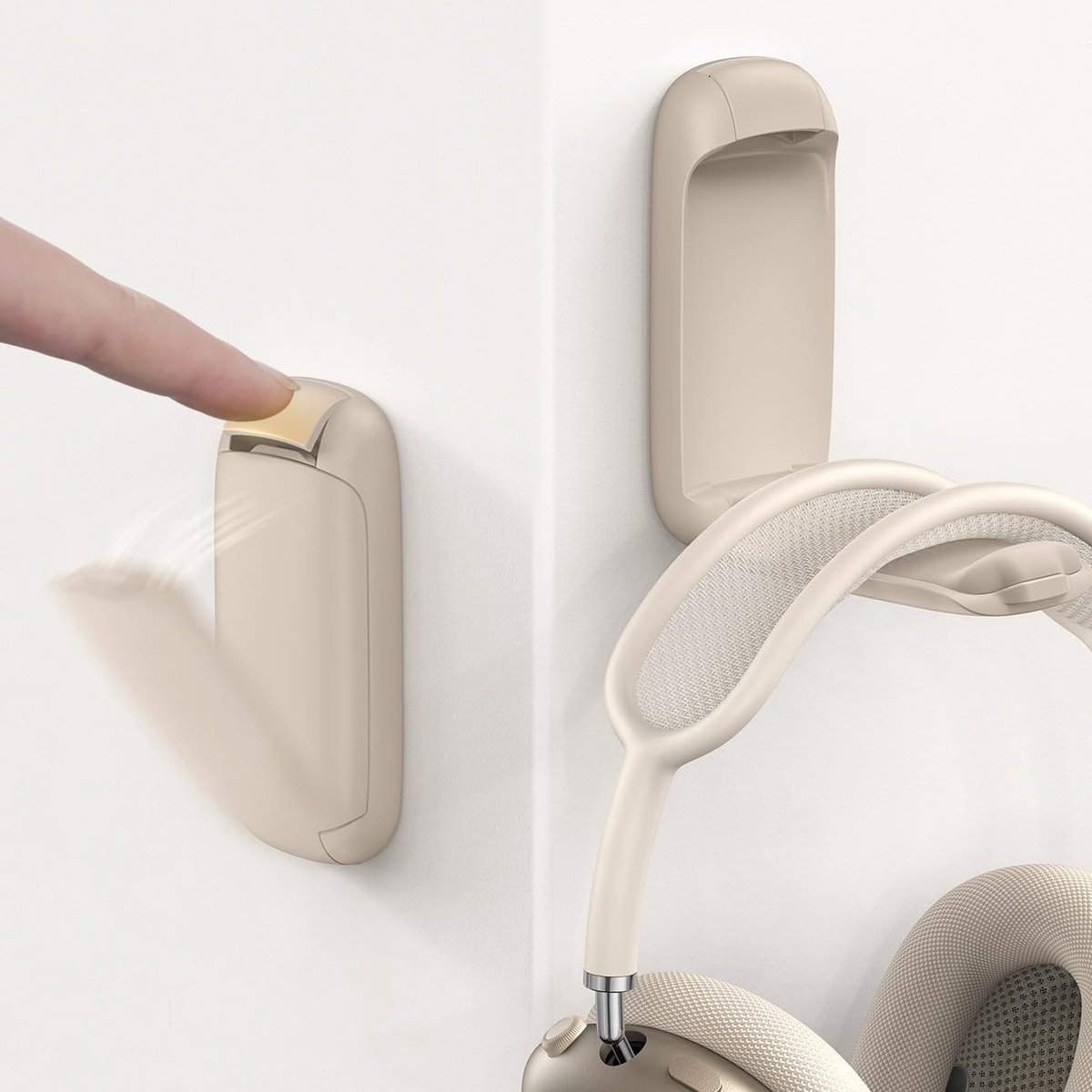 Hoofdtelefoonhouder - Headset Haak - Bureau Organisatie - Opvouwbare Kleefhaken - 500g Capaciteit - Kaki