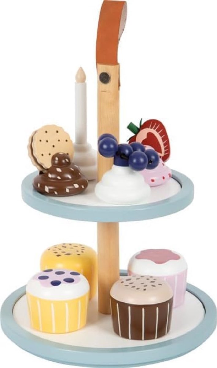 Cupcake Etagere - Speelgoed Eten - Kinderkeuken Spelen - Magnetische Combinaties - 18x18x28 cm - Wit
