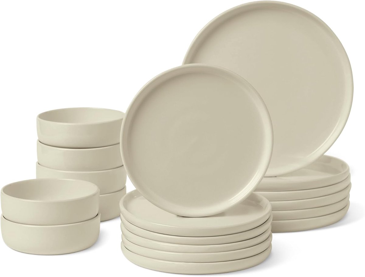 Serviesset 18-delig - Dinerset Keukengerei - Dagelijks Dineren - Vaatwas Magnetron Diepvriesbestendig - 6 Persoons - Gebroken Wit