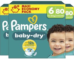 Pampers Baby-Dry luiers maat 6 - 240 stuks (3 x 80 luiers) - Voordeelverpakking - Unieke extra laag - Absorberende kern