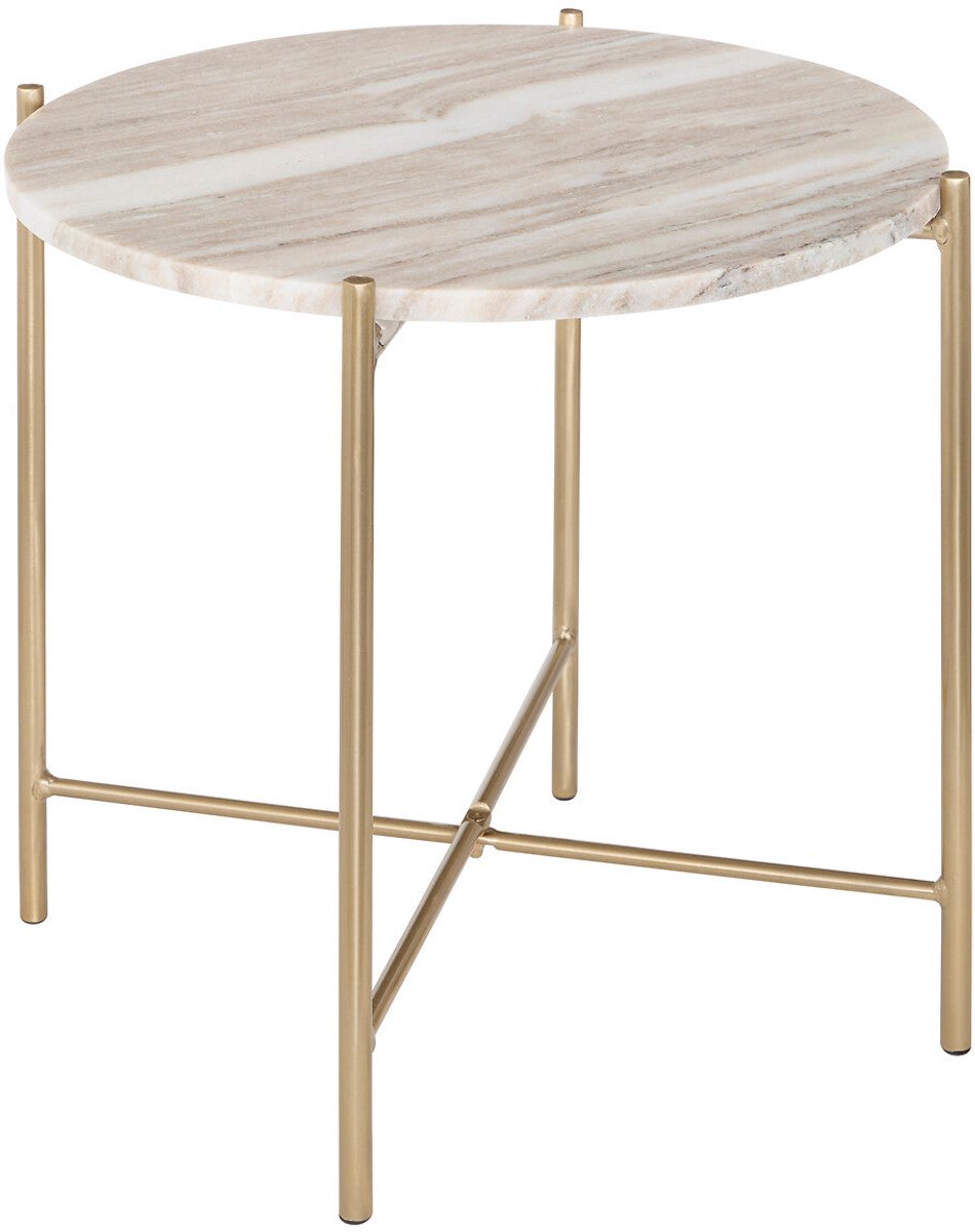 Atmosphera Mesta Marmeren Bijzettafel - Ø43xH41cm - Beige