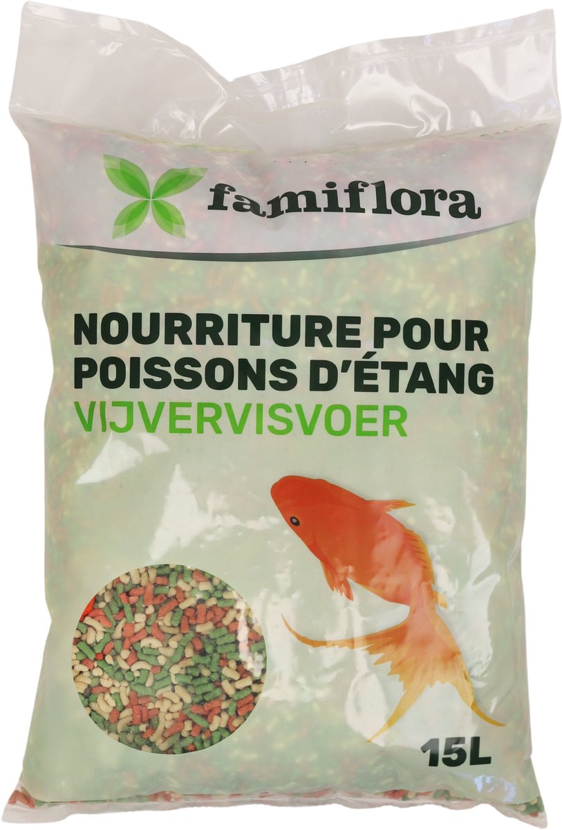 Famiflora sticks mix vissenvoer 15L - Voordelige mix van drijvende sticks voor een gezond en kleurrijk vijverleven - Voor o.a. goudvissen en goudwinden
