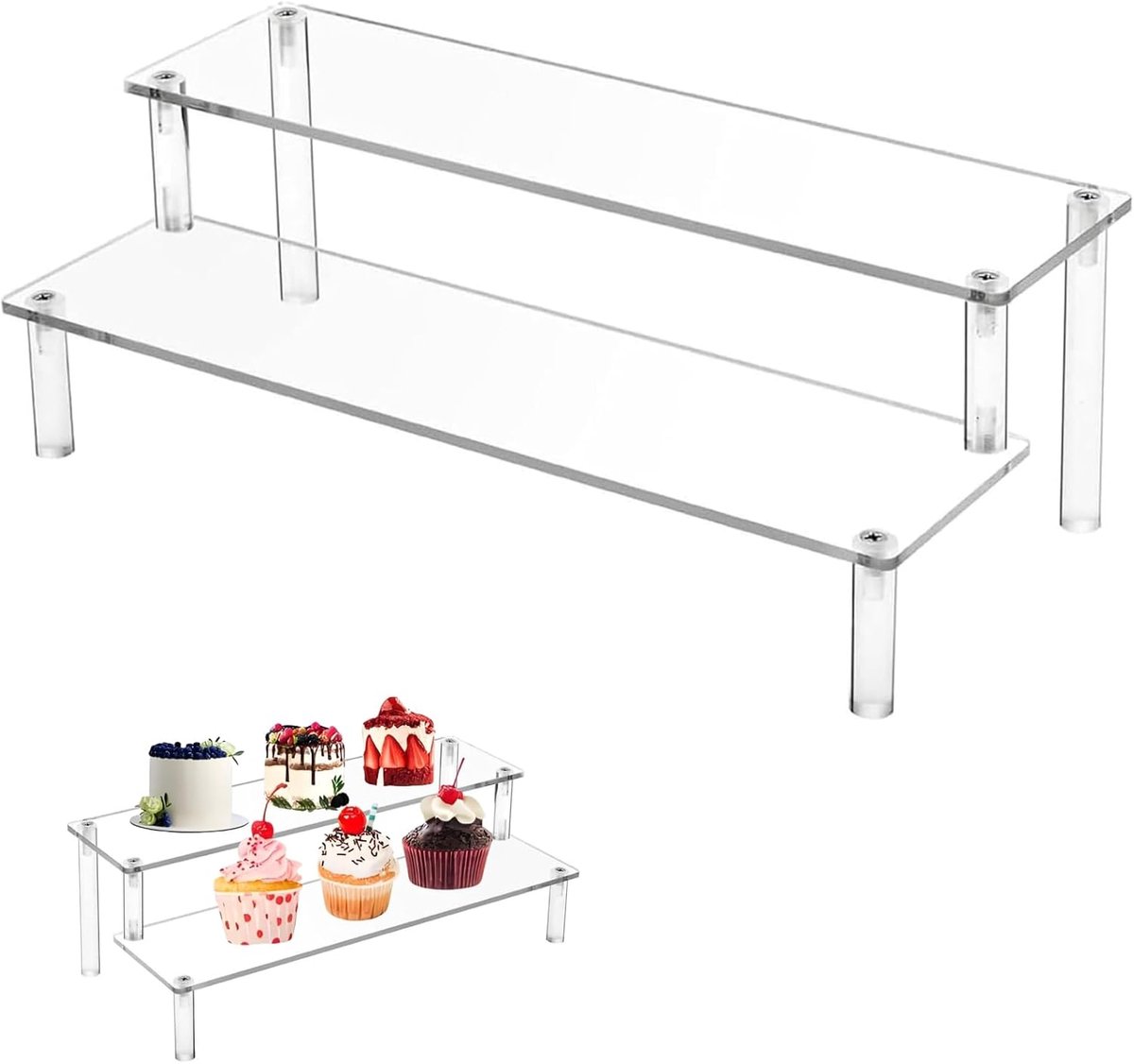 Display Stand - Opbergrek - Decoratief Tonen - Verwijderbaar Ontwerp - 2 Niveaus - Transparant