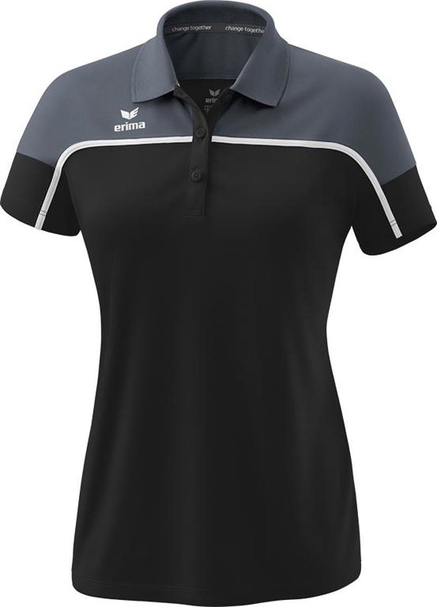 Erima Change Polo Dames - Zwart / Slate Grey / Wit | Maat: 40