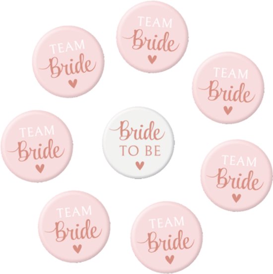 Button - Bride to be-Team bride - 8 stuks