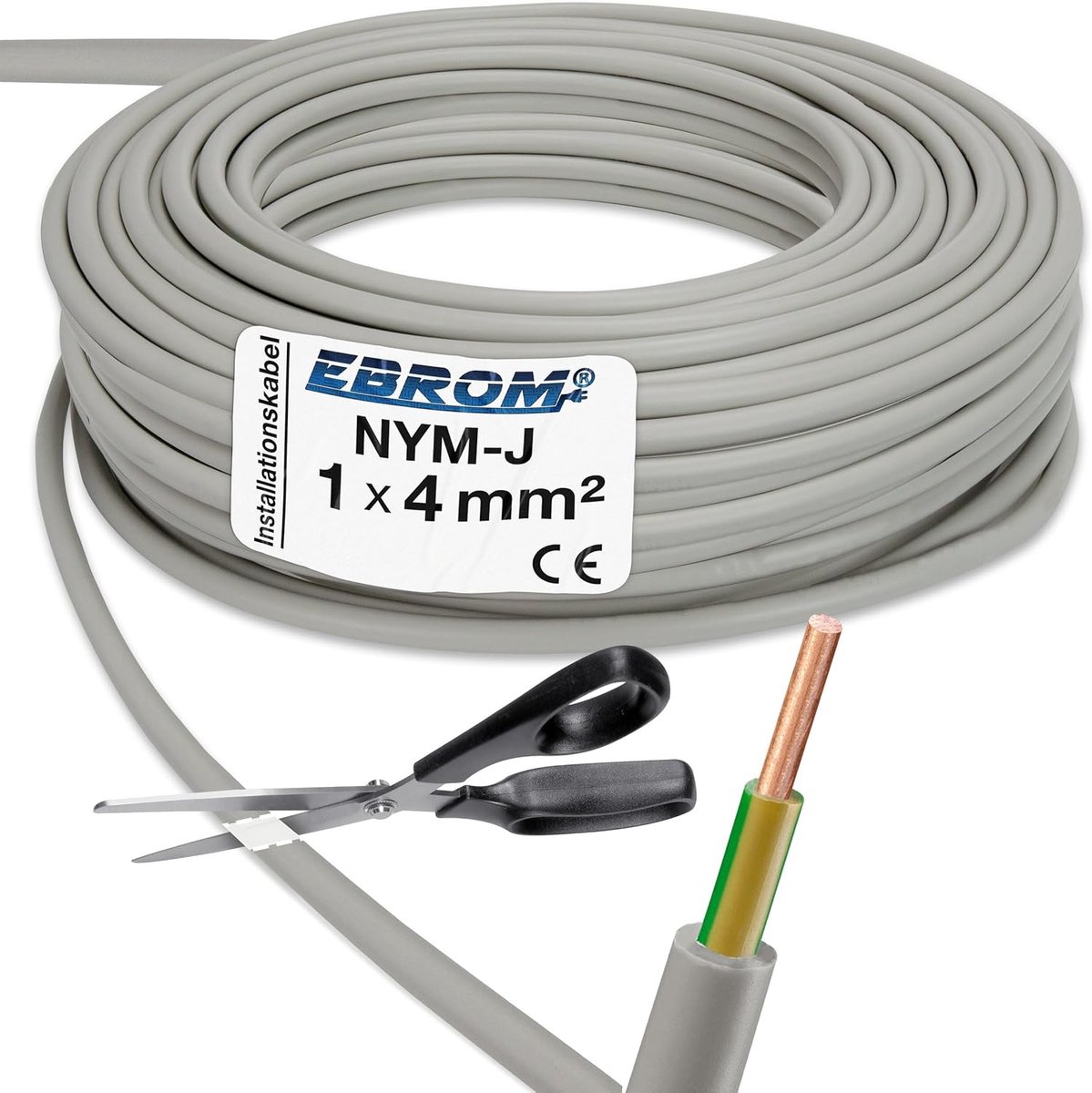 Mantle Grounding Cable - Meterware Installatiekabel - Vaste Installatie Binnen - Afgeschermde Kabel - Per Meter Leverbaar - Grijs