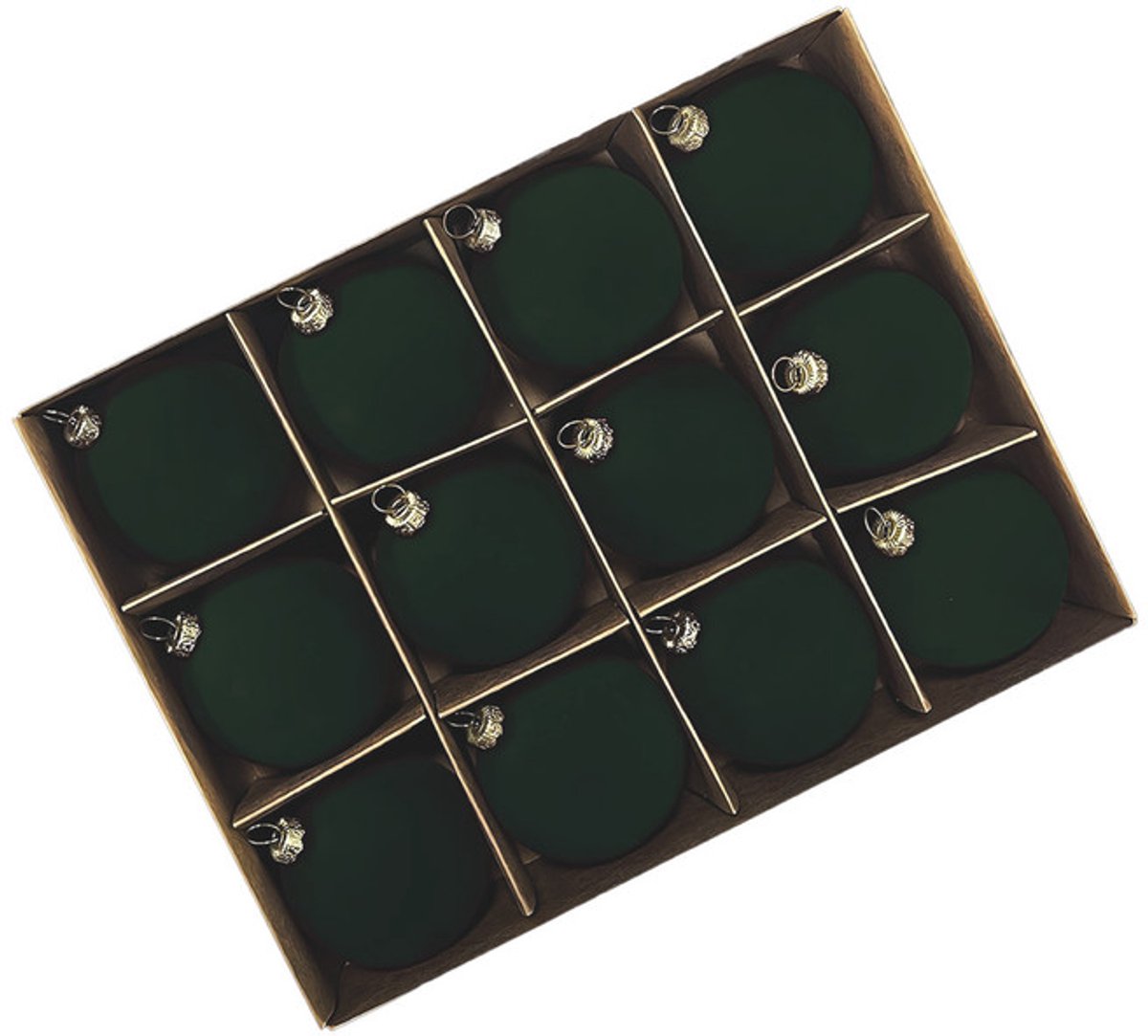 Fjesta© Velvet kerstballen - 6cm - Donkergroen - 12 stuks