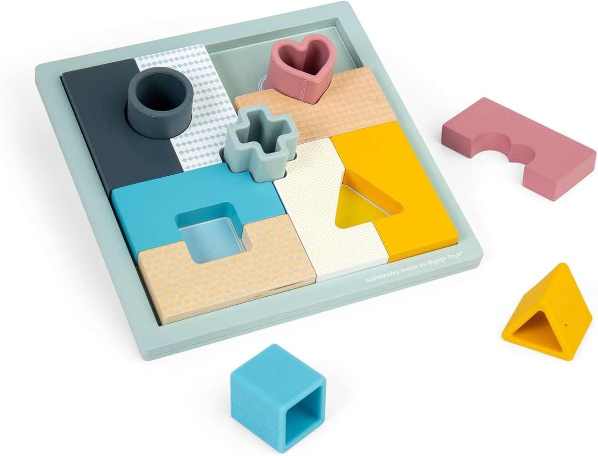 Mozaïekpuzzel Houten Vormen - Baby Puzzel Spel - Cognitieve Ontwikkeling - 2-in-1 Puzzel Vormspel - 20.5 x 20.5 cm