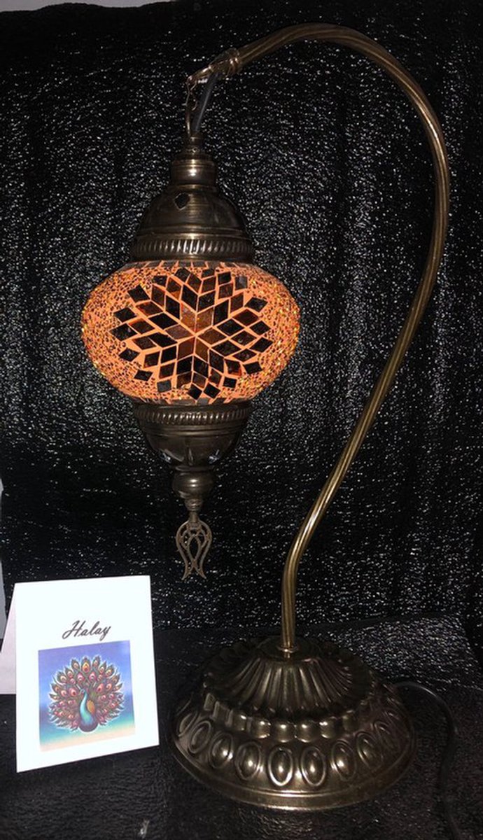 Handgemaakte lamp - mozaïek tafellamp 45cm - 1 stuk - bruin en kleurrijk design
