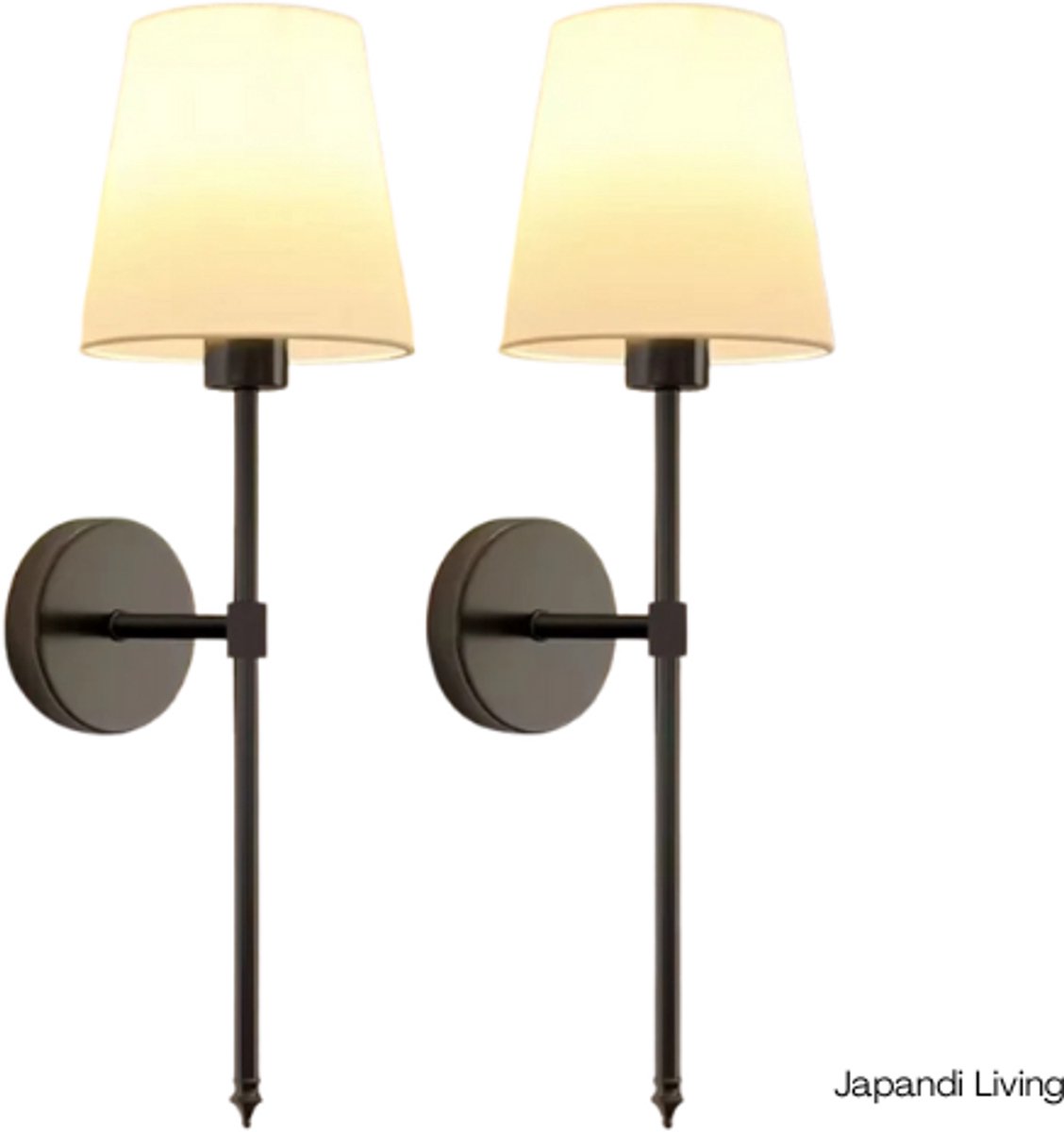 Japandi Living wandlamp - Batterijen - Zwart - 2 stuks - Dimbaar - Meerkleurig - Met afstandsbediening - Oplaadbaar - Wandlampen