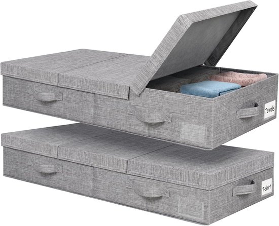 Opvouwbare Opbergdozen onder het Bed - Organizer - 4 stuks - Grijs
